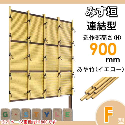 竹垣 人工 フェンス 【thH900L】【みす垣 F型（イエロー）連結型 H900 組立式 SSFI-1009L】 竹垣フェンス 人工竹垣 目隠しフェンス 樹脂製 外壁 庭 和風空間 タケヒロ産業_1