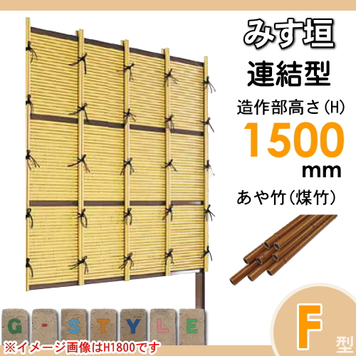 竹垣 人工 フェンス 【thH1500L】【みす垣 F型（煤竹）連結型 H1500 組立式 SSFI-5015L】 竹垣フェンス 人工竹垣 目隠しフェンス 樹脂製 外壁 庭 和風空間 タケヒロ産業_1