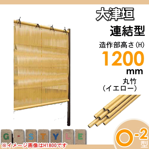竹垣 人工 フェンス 【thH1200L】【大津垣 O-2型（イエロー）連結型 H1200 組立式 SSO2A-1012L】 竹垣フェンス 人工竹垣 目隠しフェンス 樹脂製 外壁 庭 和風空間 タケヒロ産業_1