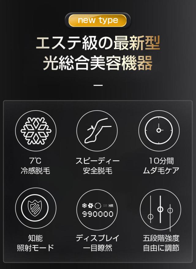 脱毛器 IPL光脱毛器 vio 99万回照射 冷却クーリング機能 美肌ケア 光エステ ワキ 腕 足 背中 ムダ毛 ビキニライン 5段階調節 ギフト 【PL保険加入済み製品・安心】_2