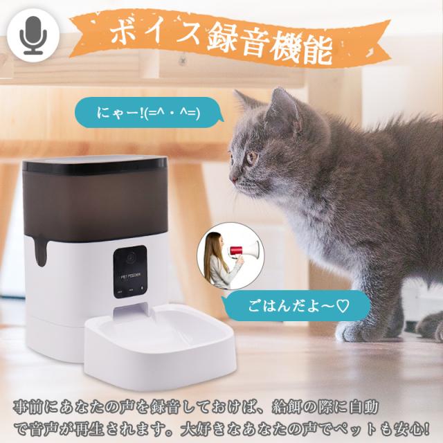 自動給餌器 猫 犬 4L スマホ遠隔操作 見守りカメラ付き 自動餌