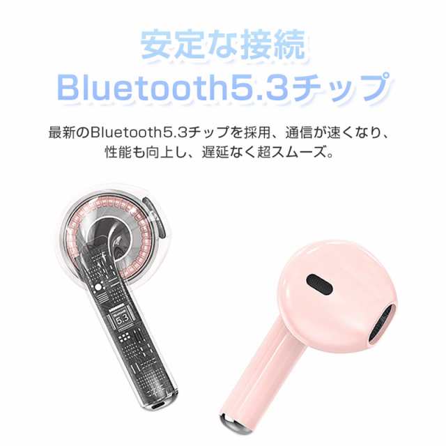 ワイヤレスイヤホン Bluetooth5.3 インナーイヤー型 ENCマイク ノイズ