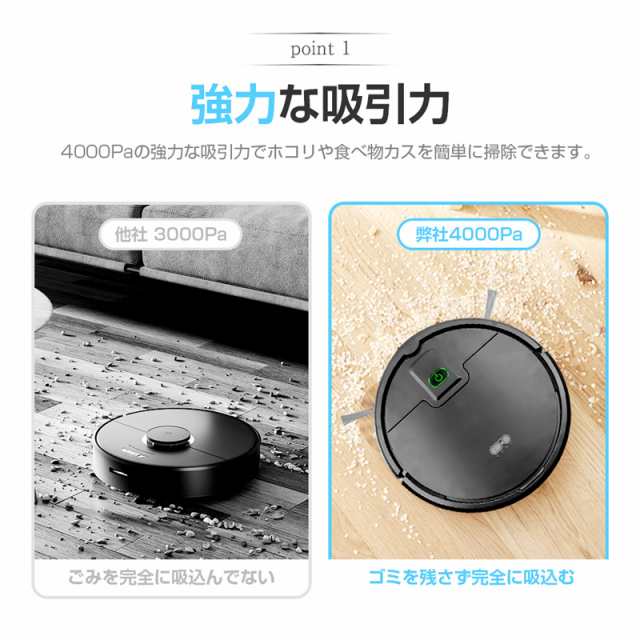 お掃除ロボット4000Pa強力吸引7.5cm 超薄型 自動モード/スポットモード 