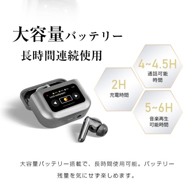 ANC対応・液晶付きイヤホン 画面付き イヤホン カナル型 ワイヤレスイヤホン Bluetooth5.4 TWS 液晶ディスプレイ 高遮音性 音漏れ防止 マイク内蔵 低遅延 長時間持続 自動ペアリング Type-C充電 操作簡単 高音質 iPhone/ipad/Android プレゼント 【PL保険加入済み製品・安心】_10