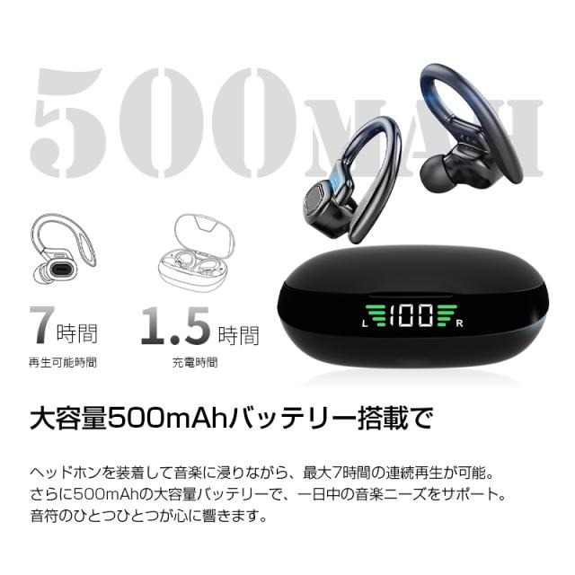 ワイヤレスイヤホン Bluetooth 6.1 カナル型 TWSヘッドセット 耳掛け式 