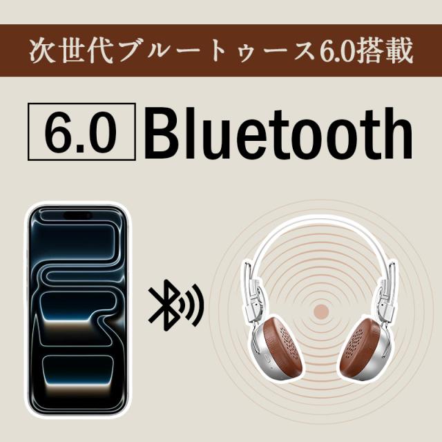 ワイヤレスヘッドホン イヤホン ヘッドセット レトロ Bluetooth6.0 ブルートゥースイヤホン 低遅延 ANC ENCノイキャン クリア通話 高い遮音性 高級感 オシャレ 重低音 ボタン操作 iPhone17 iOS/Android/Windows対応 【PL保険加入済み製品・安心】