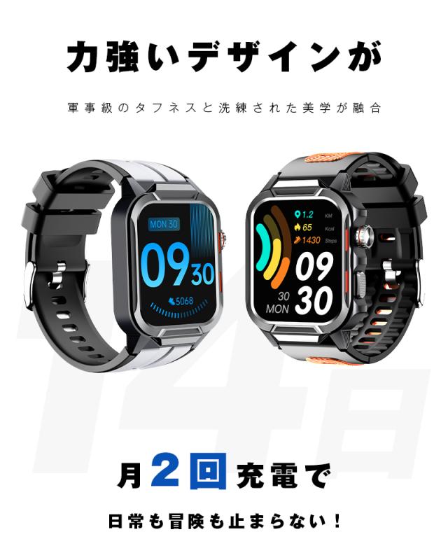 スマートウォッチ 通話機能付き 2.1インチ大画面 タッチスクリーン 腕時計 Bluetooth 6.0 活動量計 消費カロリー スマートブレスレット マルチ運動モード 3ATM防水 心拍数測定 ストップウォッチ おやすみモード 座りがち注意 iPhone/Android適用【PL保険加入済み製品・安心】_1