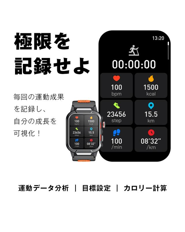 スマートウォッチ 通話機能付き 2.1インチ大画面 タッチスクリーン 腕時計 Bluetooth 6.0 活動量計 消費カロリー スマートブレスレット マルチ運動モード 3ATM防水 心拍数測定 ストップウォッチ おやすみモード 座りがち注意 iPhone/Android適用【PL保険加入済み製品・安心】_5