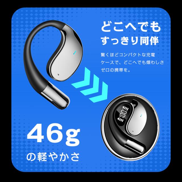 空気伝導式 イヤホン 耳掛け型 OWS&TWS オープンイヤー 完全ワイヤレス Bluetooth6.1 開放型イヤホン 左右分離型 ヘッドセット 自動ペア 超低遅延 ゲーム/動画も快適 タップ操作 充電ケース付属 新モデル ストラップ付き Type-C充電 大容量電池 【PL保険加入済み製品・安心】_10