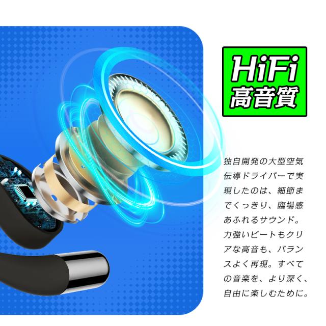 空気伝導式 イヤホン 耳掛け型 OWS&TWS オープンイヤー 完全ワイヤレス Bluetooth6.1 開放型イヤホン 左右分離型 ヘッドセット 自動ペア 超低遅延 ゲーム/動画も快適 タップ操作 充電ケース付属 新モデル ストラップ付き Type-C充電 大容量電池 【PL保険加入済み製品・安心】_4