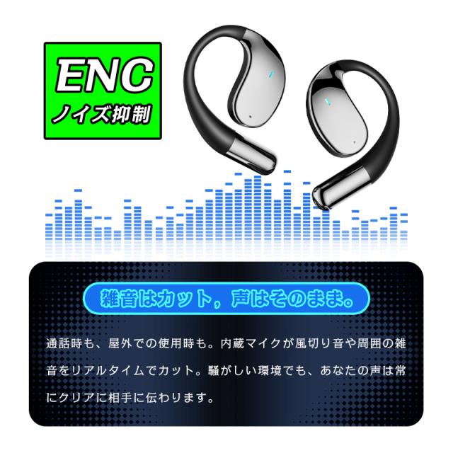 空気伝導式 イヤホン 耳掛け型 OWS&TWS オープンイヤー 完全ワイヤレス Bluetooth6.1 開放型イヤホン 左右分離型 ヘッドセット 自動ペア 超低遅延 ゲーム/動画も快適 タップ操作 充電ケース付属 新モデル ストラップ付き Type-C充電 大容量電池 【PL保険加入済み製品・安心】_5