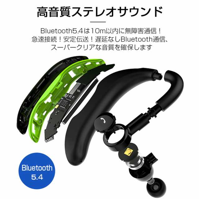 ワイヤレスイヤホン bluetooth 5.3Hi-Fi音質 耳掛け 通話 - イヤホン