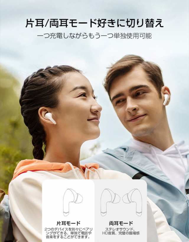 ワイヤレスイヤホン Bluetooth5.0 高音質ステレオ Bluetoothイヤホン