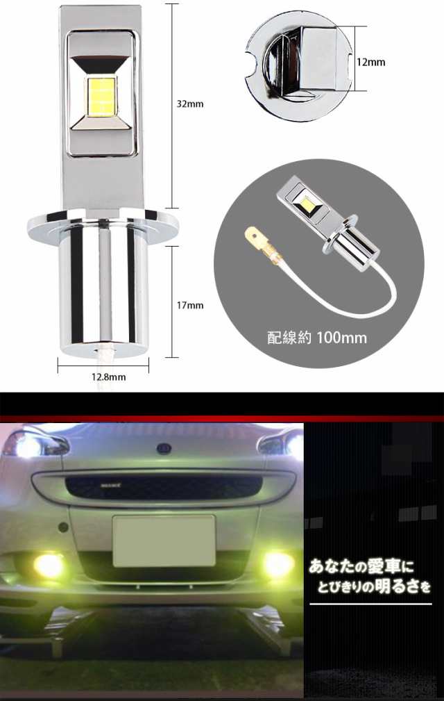 p3倍限定【翌日配達】ledフォグランプ 60W 12V/24V兼用 Fog Lamp イエロー ledライト トラック 用品 h3 24v 黄色  無極性 LED フォグ トの通販はau PAY マーケット - Life corner | au PAY マーケット－通販サイト