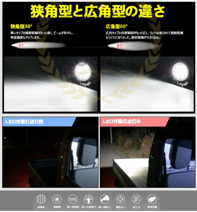 作業灯 20台セット投光器 投光器ledライト投光器 led 27W作業灯 led フォグランプ led作業灯 ワークライト led作業灯 サーチラ - 3