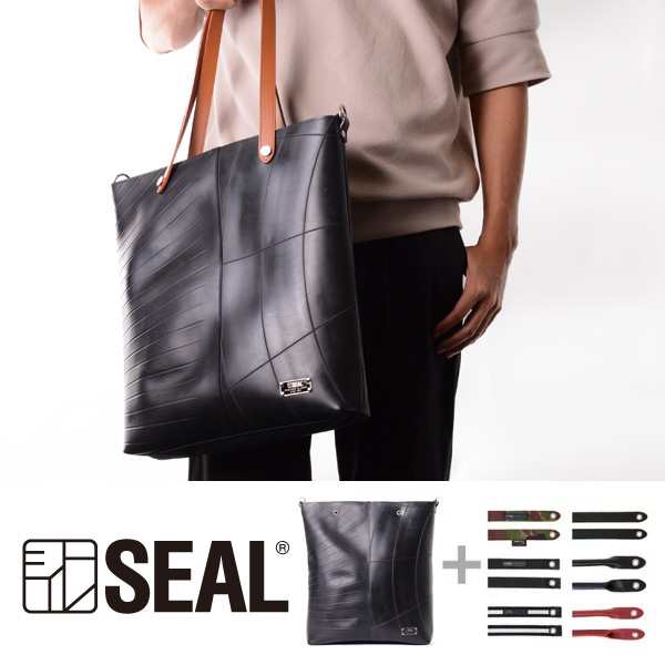 スリム トートバッグ WEAR メンズ SEAL シール ビジネスバッグ ファスナー付き A4 大きめ 防水 廃タイヤ 着せ替え カスタム  タイヤチュー｜au PAY マーケット