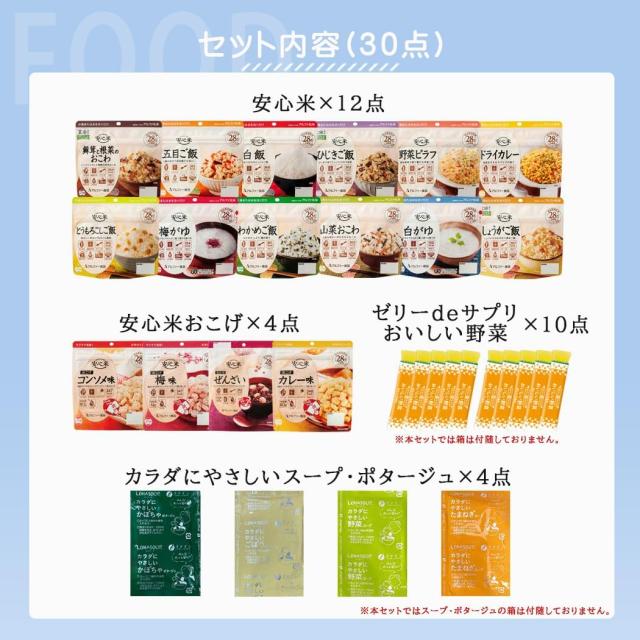 非常食 30点セット 8日分 21種類 防災 セット 中身だけ ごはん 詰め替え用 備蓄用 防災グッズ 保存食 災害 地震 防災用品 避難グッズ 避難用品 キャンプ アウトドア ゼリー_4