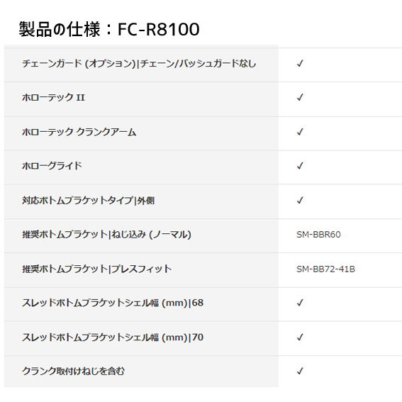 SHIMANO シマノ アルテグラ FC-R8100 165mm 50×34T クランクセット