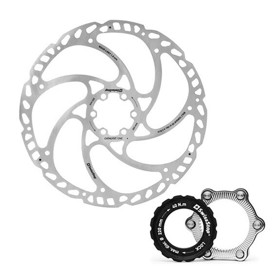 セット販売 スイスストップ Catalyst One Disc Rotor 6-Bolt＋Centerlock Adapter 203mm ローター P100006103+P100006105 自転車 ゆうパ