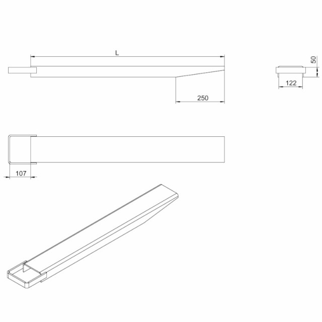 サヤフォーク CFEX484 長さ1220mm 板厚6mm オープンボトム フォークリフト用長爪 フォークリフト アタッチメント - 2