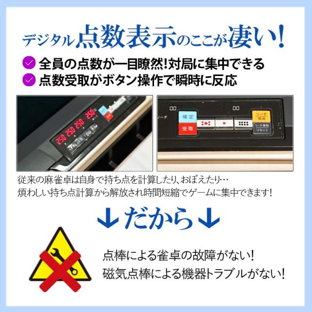 座卓式 全自動麻雀卓 点数表示 マージャン卓 雀荘牌28ミリ 麻雀テーブル 座卓タイプ OM-JF-C1 | 持ち点デジタル表示 麻雀牌 点棒 セット 本体カラーシャンパン_1