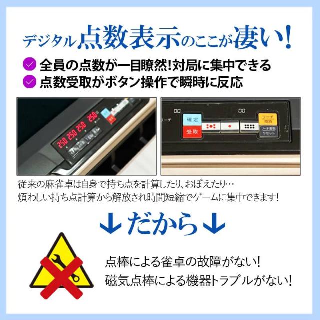 座卓式 全自動麻雀卓 点数表示 マージャン卓 雀荘牌28ミリ 麻雀テーブル 座卓タイプ OM-JF-S | 持ち点デジタル表示 麻雀牌 点棒 セット 本体カラーシルバー_3
