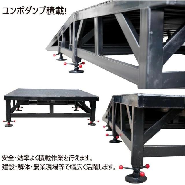 ユンボ積み込みスロープ ユンボダンプ積載 建機積込スロープ 建設機械スロープ 重機積み下ろし スロープ 鉄製スロープ大型 長約5.9m幅2.2M 最大荷重15T