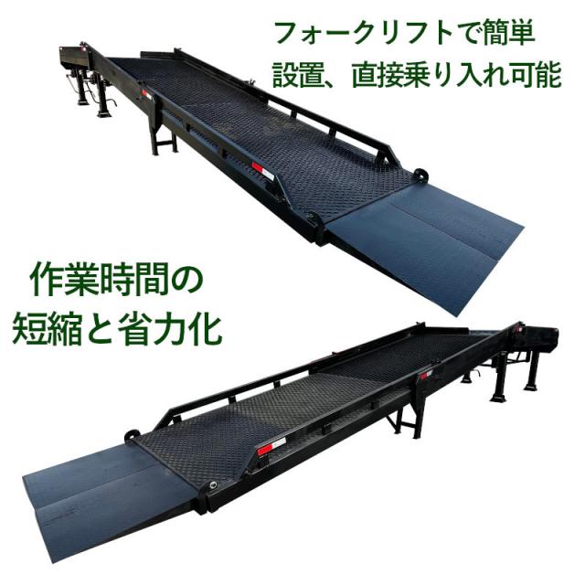 コンテナスロープ 幅2000mm 長10400mm 耐荷重10000kg | 3分割 スライダーバンニングスロープ ローディングランプ フォークリフトスロープ