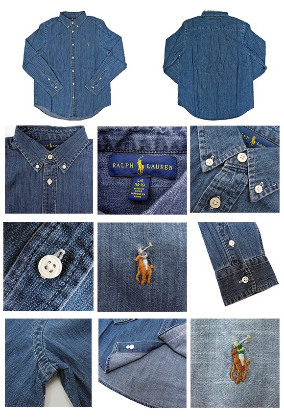 POLO RALPH LAUREN ポロ・ラルフローレン 703283 713843  ワンポイントポニー デニム シャンブレーシャツ 送料無料 【メール便配送】の通販は