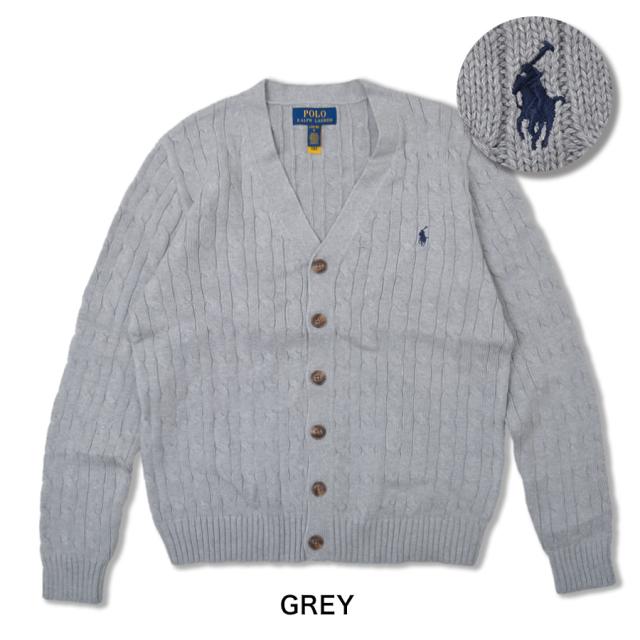 ラルフローレン カーディガン ボーイズ メンズ レディース セーター POLO RALPH LAUREN ケーブルニット コットン Vネック 925717