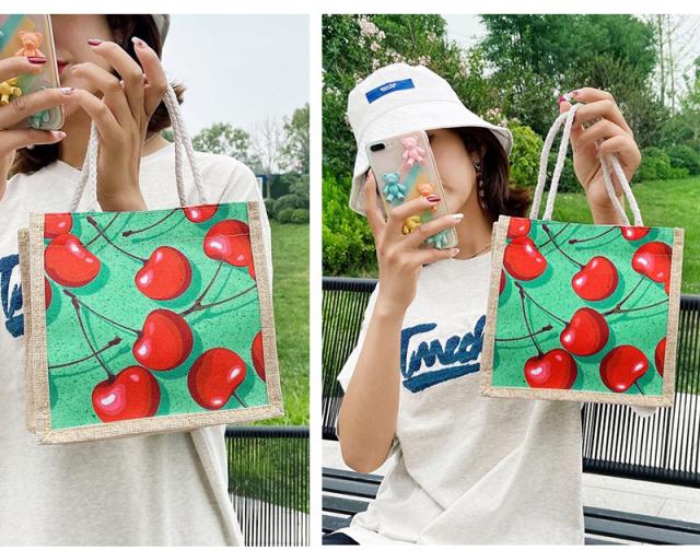 Bonpointボンポワンパンチングチェリートートバッグレザーさくらんぼ