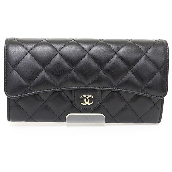 CHANEL マトラッセ ラムスキン 二つ折り長財布ロングウォレット
