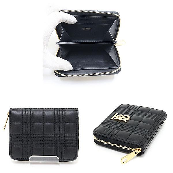 バーバリー ローラ ミニ ジップウォレット ブラック ラムスキン 8049292 二つ折り財布 キルティング Sランク【中古】_1