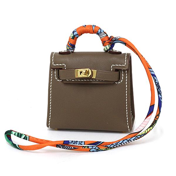 エルメス HERMES チャーム 《ケリー・ツイリー》 バッグチャーム ツイリースカーフ タデラクト エトゥープ A刻印(2017年) 【中古】Sランク