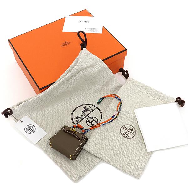 エルメス HERMES チャーム 《ケリー・ツイリー》 バッグチャーム ツイリースカーフ タデラクト エトゥープ A刻印(2017年) 【中古】Sランク_1