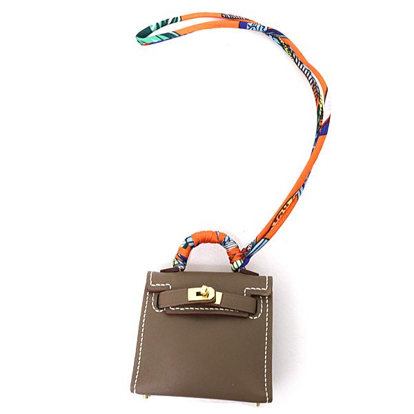 エルメス HERMES チャーム 《ケリー・ツイリー》 バッグチャーム ツイリースカーフ タデラクト エトゥープ A刻印(2017年) 【中古】Sランク_2
