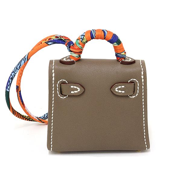 エルメス HERMES チャーム 《ケリー・ツイリー》 バッグチャーム ツイリースカーフ タデラクト エトゥープ A刻印(2017年) 【中古】Sランク_3