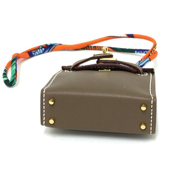エルメス HERMES チャーム 《ケリー・ツイリー》 バッグチャーム ツイリースカーフ タデラクト エトゥープ A刻印(2017年) 【中古】Sランク_4