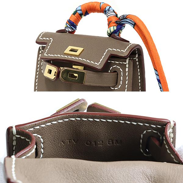 エルメス HERMES チャーム 《ケリー・ツイリー》 バッグチャーム ツイリースカーフ タデラクト エトゥープ A刻印(2017年) 【中古】Sランク_5