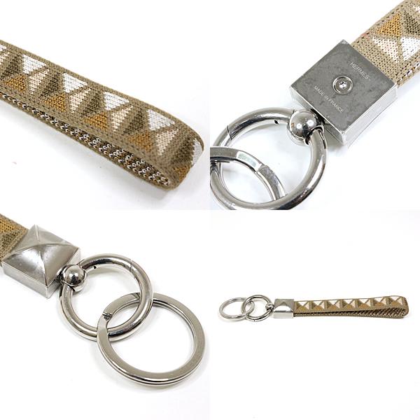 エルメス HERMES キーホルダー メドールXO ハンドストラップ キーリング ブラウン系 シルバー金具【中古】Sランク_2