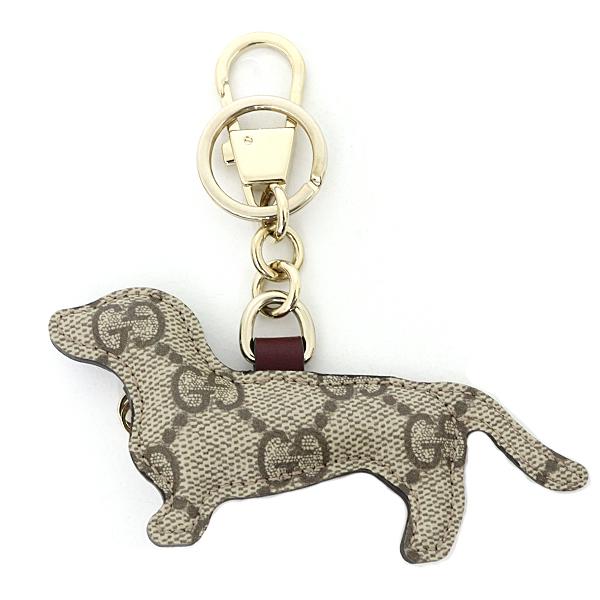 グッチ GUCCI ドッグ シェイプ バッグ チャーム キーホルダー 821812 ベージュ＆ダークブラウン グリーン GGパターン 【中古】Sランク_2