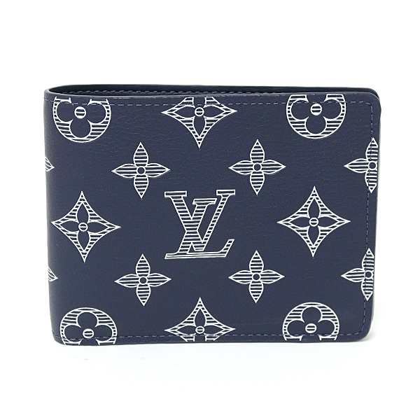 ルイ ヴィトン LOUIS VUITTON ポルトフォイユ･ミュルティプル 二つ折り財布 モノグラム･シャドウ M83379 ブルーマリーヌ 【中古】S