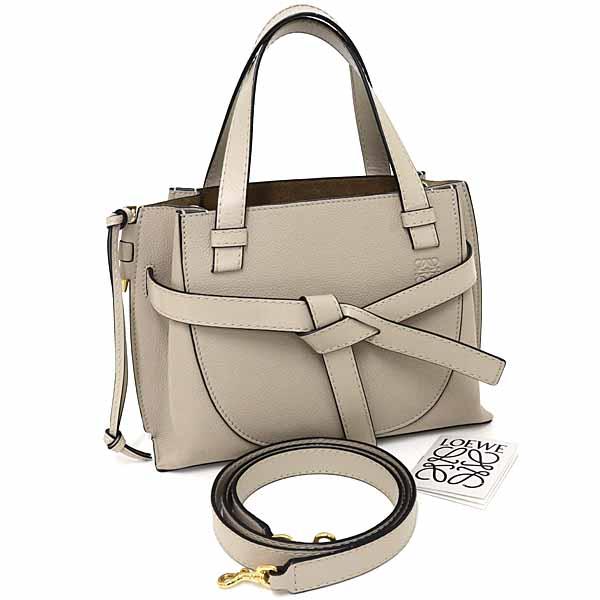 ロエベ LOEWE ゲート トップ ハンドル ミニ バッグ 2WAY ハンドバッグ ショルダーバッグ レザー ベージュ系 【中古】Aランク