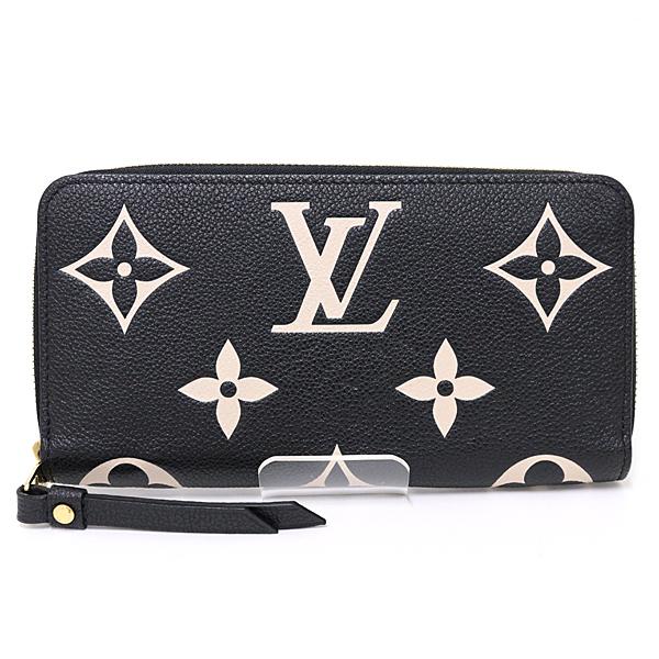 ルイ ヴィトン LOUIS VUITTON ジッピー･ウォレット バイカラー モノグラム･アンプラント レザー M80481 ブラック ベージュ 【中古】Aランク