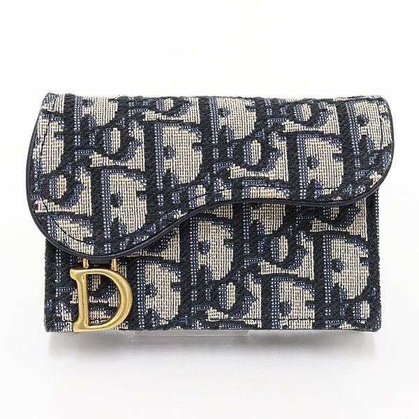 ディオール saddle bloom サドル カード入れ ブルー 【中古】Sランク