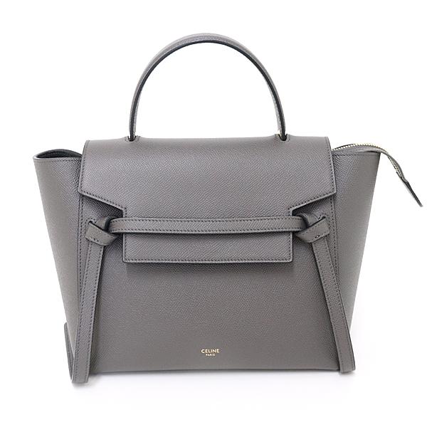 セリーヌ CELINE マイクロ ベルトバッグ ハンドバッグ グレインドカーフスキン 189153ZVA.10DC グレー ゴールド金具【中古】Aランク