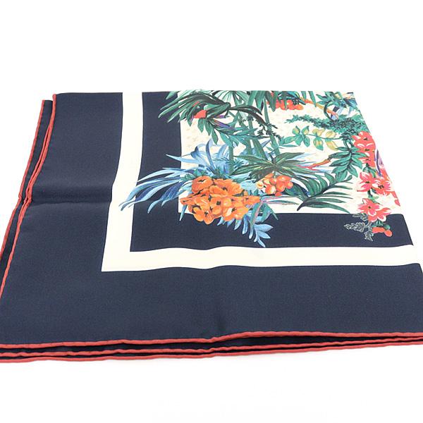 ルイヴィトン カレ70・LV ブーケ スカーフ ネイビー/マルチカラー シルク100％ フラワー モノグラム Sランク【中古】 ルイヴィトン カレ70・LV ブーケ スカーフ ネイビー/マルチカラー