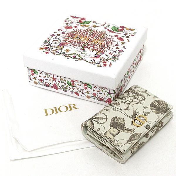クリスチャン ディオール Christian Dior カロ グリシン ウォレット Caro Glycine レザー 二つ折り財布 S5132 ホワイト系 未使用品_1