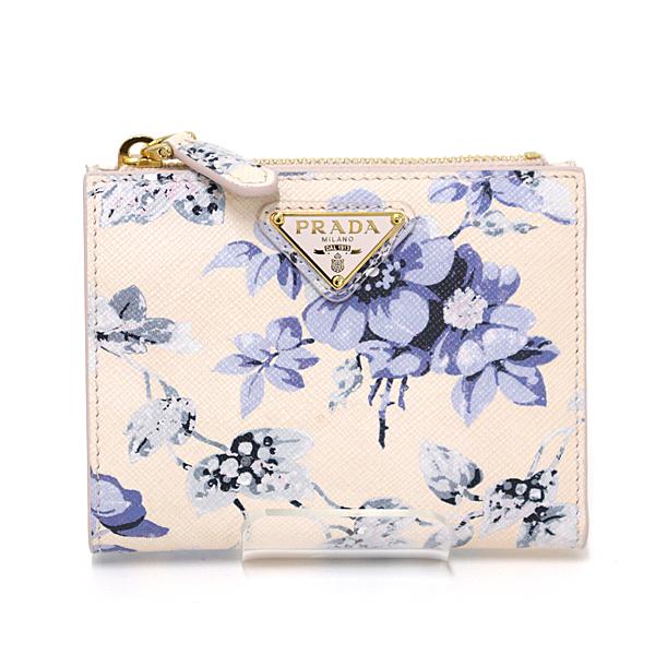 美品】プラダ 長財布 ライトブルー Wホック サフィアーノ ゴールドロゴ
