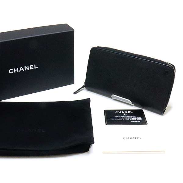 シャネル CHANEL ロング ジップ ウォレット AP1088 ブラック ミニココ